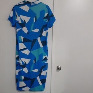 Abstract Blue Midi Dress